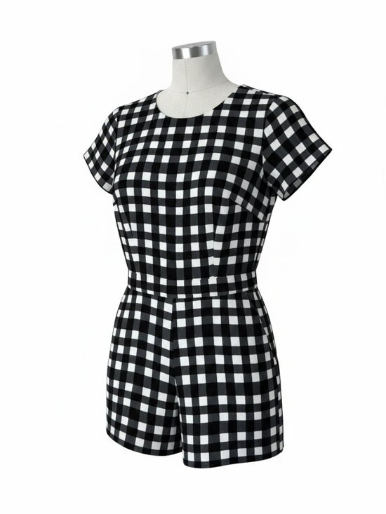 Banana Republic Pants - Banana Republic Black White Gingham Romper Pockets Size 0
